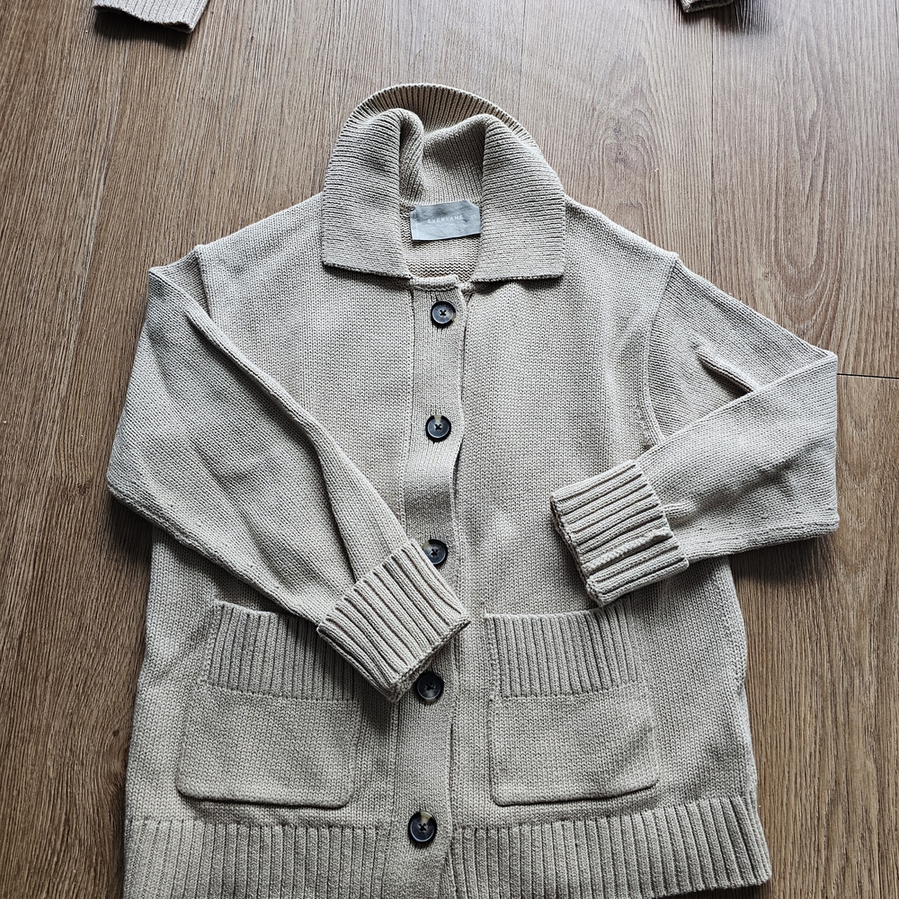 Everlane Beige Button-Up Cardigan